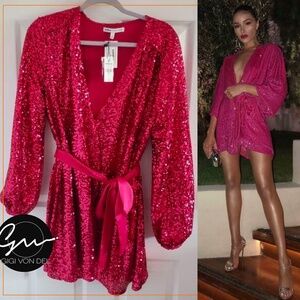 NWT Express x Olivia Culpo Red Sequin Dress/Kimono/Jacket XS